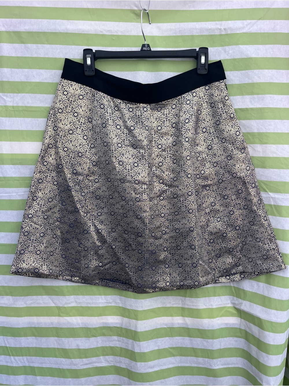 Narciso Rodriguez Metallic Gold and Black A-Line Skirt